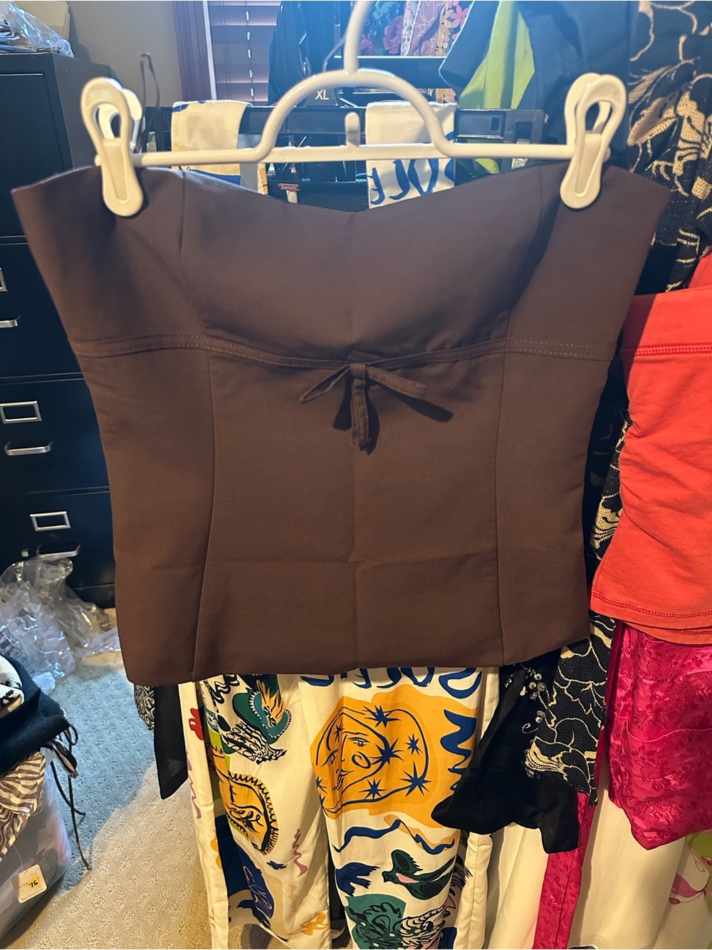 Zara Strapless Brown Women's Top with Front Tie